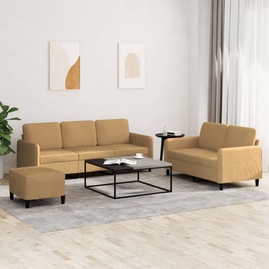 3-dijelni set sofa smeđi baršunasti