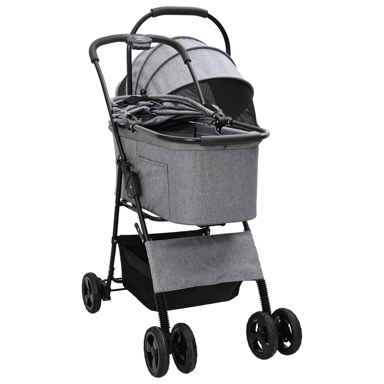 Sklopiva kolica za kućne ljubimce, podesiva, 81×47×99 cm, siva