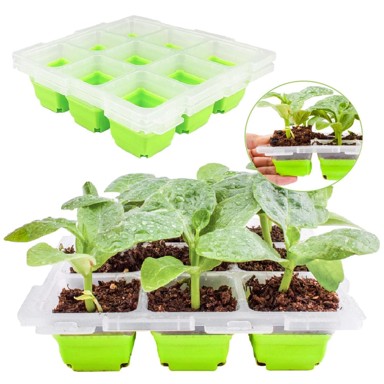 NIKCORP Mini staklenik za sadnice, 2 kom, posude za sjetvu s poklopcem za regulaciju vlage, 18 ćelija