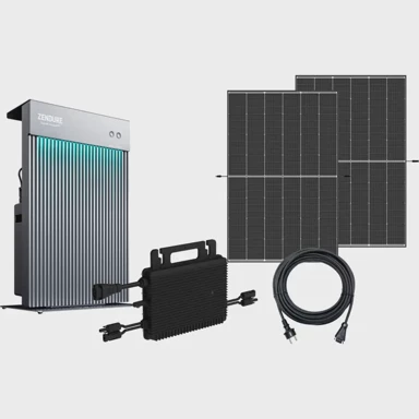 ZENDURE Set za balkon W-BKW800880_4, 880 W, inverter HMS-800W-2T, baterija AIO 2400, 2 solarna panela, crni okvir