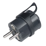 COMMEL Utikač s kontaktom za uzemljenje 16A 250V, crni, ravni