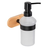 WENKO Crni/u prirodnoj boji stakleni samoljepljiv dozator sapuna 300 ml Orea Bamboo 