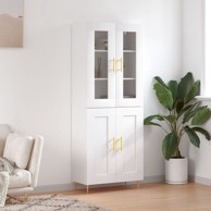 Visoka komoda bijela 69,5x34x180 cm konstruirano drvo