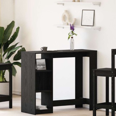 Barski stol, s policom, 102.5 x 46 x 103.5 cm, drvo, crni hrast