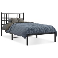 Metalni okvir za krevet s uzglavljem crni 100x190 cm