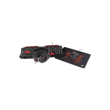 DELTACO Gaming set GAM-023UK (tipkovnica, miš, slušalice, podloga, membranska, RGB osvjetljenje, crna)