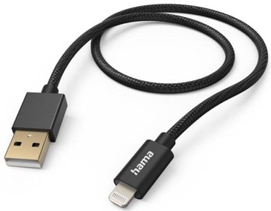 HAMA Kabel USB-A – Lightning za punjenje i prijenos podataka, 1,5 m, crni