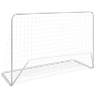 Nogometni gol s mrežom 182x61x122 cm, čelični bijeli
