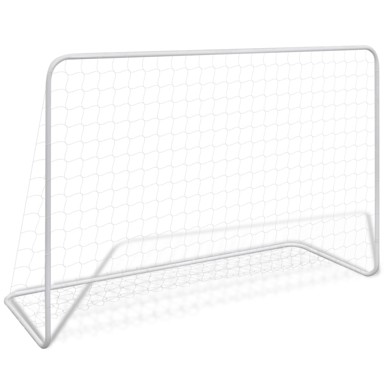Nogometni gol s mrežom 182x61x122 cm, čelični bijeli