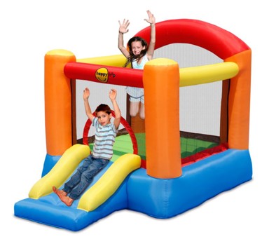 HAPPY HOP Dvorac na napuhavanje s toboganom, šareni