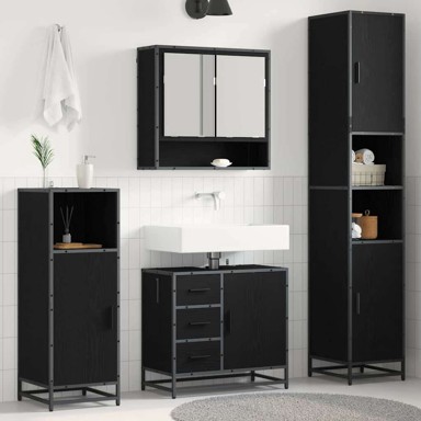 Set namještaja za kupaonicu, 3 kom, 90 x 33 x 60 cm, crni hrast