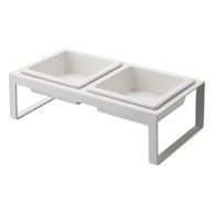 YAMAZAKI Set zdjela Tower za ljubimce s postoljem, bijele