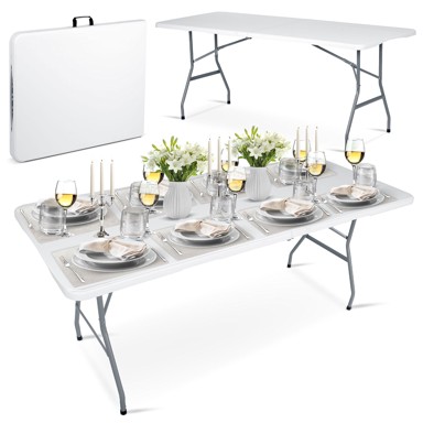 Stol za catering, sklopivi, 180 cm, bijeli