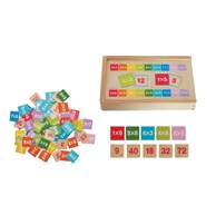 Edukativna igra Učenje matematike, 81 drvena pločica sa zadatkom i rješenjem, dimenzije 19 x 12,5 x 3 cm, dob 7+