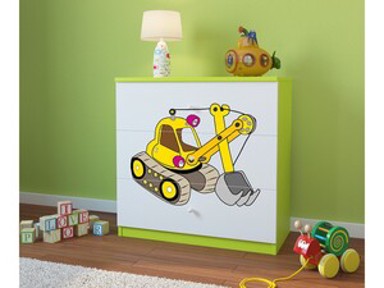 Dječja komoda Bager, zelena, 80×80×41 cm