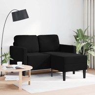 Sofa 2-sjed s ležaljkom u obliku slova L, crna 125 cm baršun