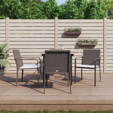 5-dijelni vrtni blagovaonski set s jastucima, poli-ratan i čelik, dužina stola 80 cm, smeđi