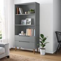 Regal za knjige MOLDE sivi 85x35x170,5 cm od masivne borovine