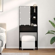 Toaletni stol s LED rasvjetom 60x40x140 cm konstruirano drvo, crni hrast