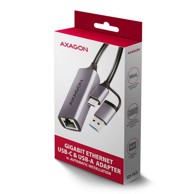 AXAGON Adapter ADE-TXCA, Gigabit Ethernet, USB-C + USB-A, titansko sivi