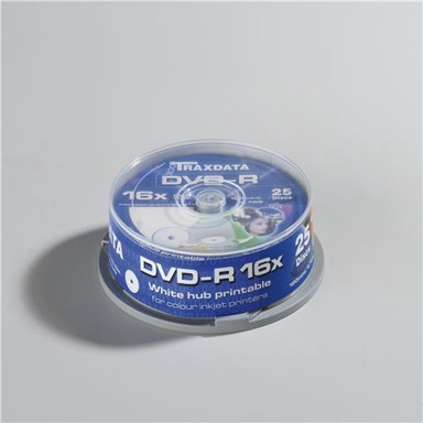 TRAXDATA DVD-R medij, 16x, cake 25, white full printable