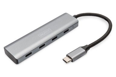 DIGITUS USB-C hub DA-70246, USB-C, 4x USB-C, sivi