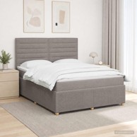 Boxspring krevet s madracem 140 x 190 cm tkanina, sivo-smeđi