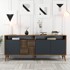 KALUNE DESIGN Antracitno siva/u prirodnoj boji niska komoda u dekoru oraha, 180x79 cm Milan