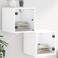 Noćni ormarići sa staklenim vratima 2 kom bijeli 35x37x35 cm
