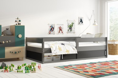 Drveni dječji krevet Hugo s kliznom ladicom, 160x80 cm, grafit