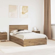 Okvir za krevet s ladicama hrastovina 120 x 190 cm