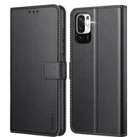 NIKCORP Preklopna kožna torbica za Redmi Note 10 5G novčanik futrola s magnetskim zatvaranjem i stalkom, crna