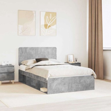 Okvir za krevet 120×200 cm čvrsto borovo drvo, betonski