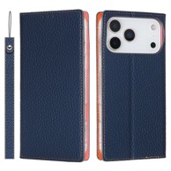 Litchi Skin Grain Flip futrola za Apple iPhone 17 Pro Max, tamnoplava
