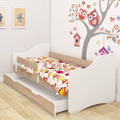 ACMA Dječji krevet III bez motiva, bočna sonoma + ladica, 160×80 cm