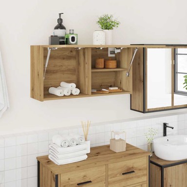 Zidni kupaonski ormarić 80x25x30 cm, izrađeno drvo, artisan hrast