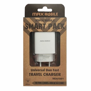 MAXMOBILE Punjač TR-361001 Smart Pack, kućni adapter, PD 20W + USB 18W
