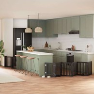 Vrata za pse s vratašcima 15 panela sklopiva 750 cm drvo topole 50 x 60 x 2 cm, crna