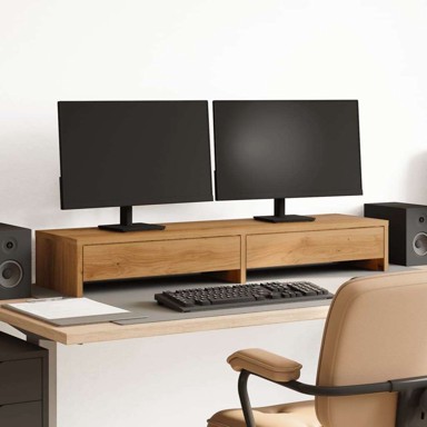 Stalak za monitor s ladicama, 100x27x15 cm, boja hrasta