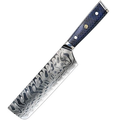 Damaskasti kuhinjski nož Yu-37417 Nakiri Kp37417, plavi