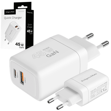 KRÜGER&MATZ GaN brzi punjač s Power Delivery tehnologijom, 45 W