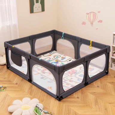 NORTHIX Ogradica za igru, podloga, 50 loptica, 189x158x69 cm, tamnosiva