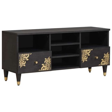Tv ormar s ladicama, 100 x 33 x 46 cm, čvrsto drvo manga, crna