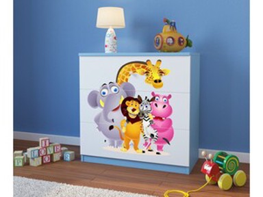 Dječja komoda Zoološki vrt, plava, 80×80×41 cm