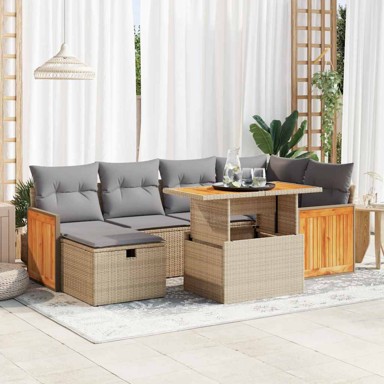 8-dijelni set vrtnih sofa od poliratana s jastucima bež