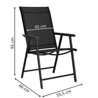 Stolica sklopiva metalna, crna, 56x64x94 cm