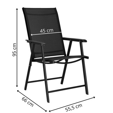 Stolica sklopiva metalna, crna, 56x64x94 cm