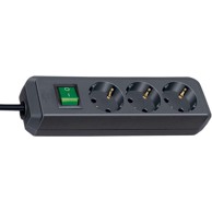 NEDIS Eco-Line s prekidačem 3-poljni 1,5 m 3G1.5, crni