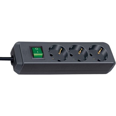 NEDIS Eco-Line s prekidačem 3-poljni 1,5 m 3G1.5, crni