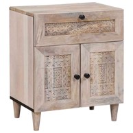 Noćni ormarić, 50 x 33 x 60 cm, s ladicama, masivno drvo manga, bež